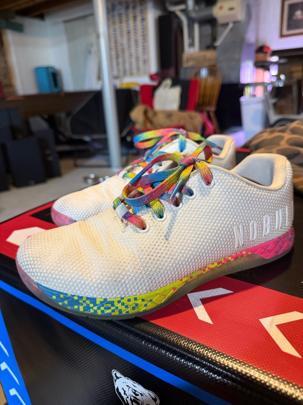 NOBULL White Training Shoes with Rainbow Laces & Soles